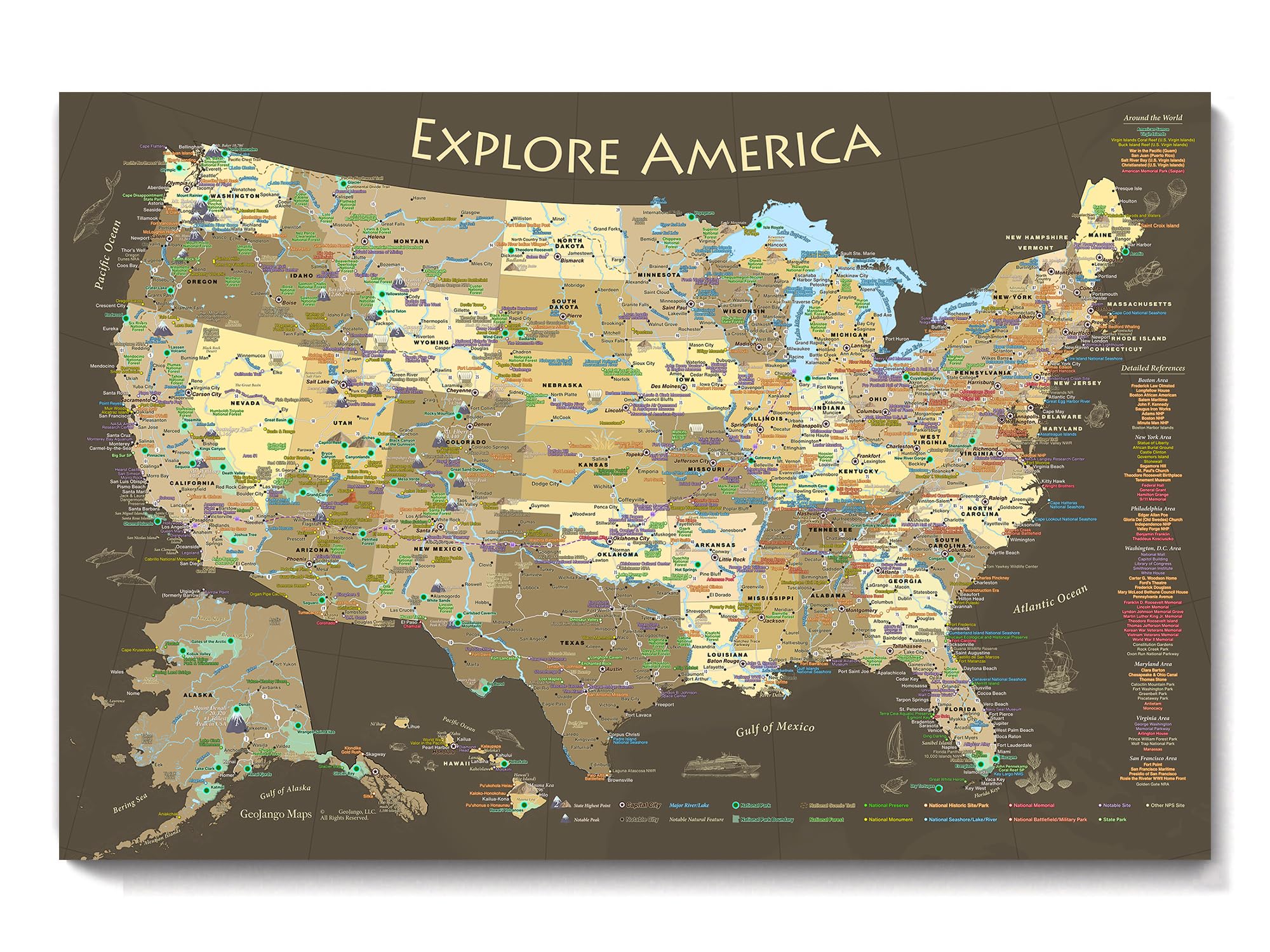 Amazon.com: National Parks Map Poster with USA Travel Destinations